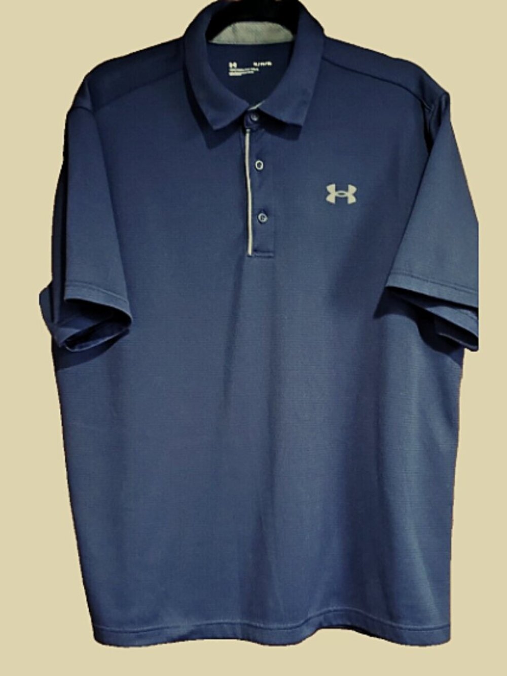 Under Armour Men's Polo Navy w/Gray Accents XL Loose Waffle Weave 50" Chest